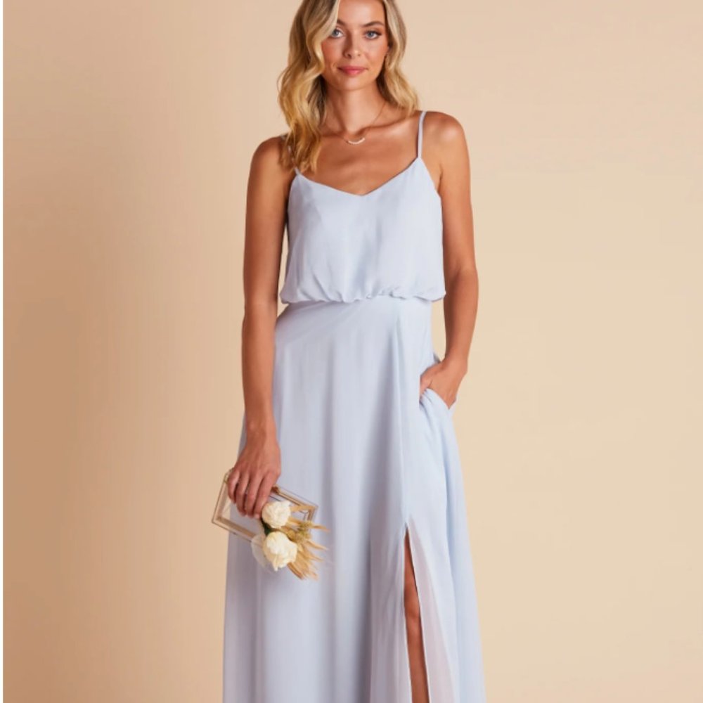 Birdie Grey Bridesmaid Dress -  Gwennie Dress in Ice Blue WITH SLIT